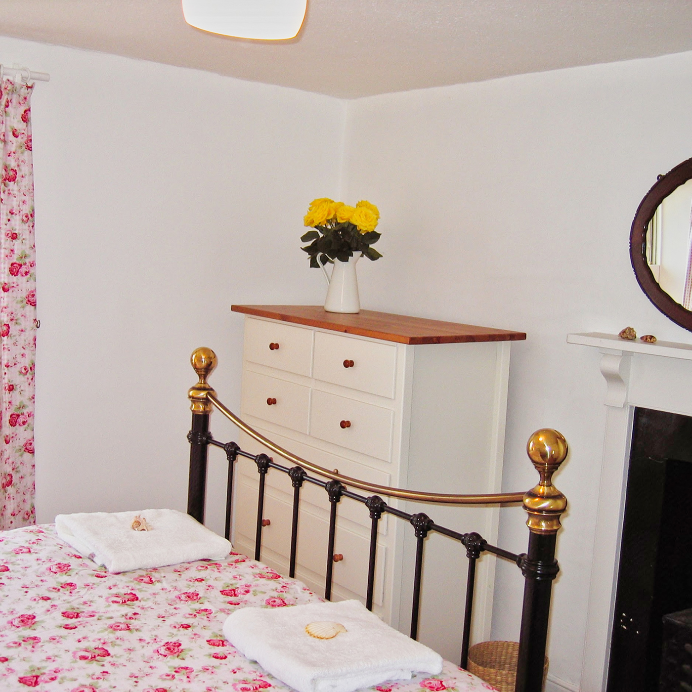 One of the three bedrooms, with a sea view
